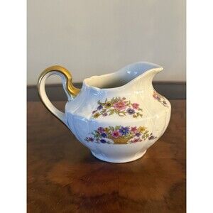 Vintage CF Haviland Limoges Blank 360 Baskets Floral Rim Center gold handle